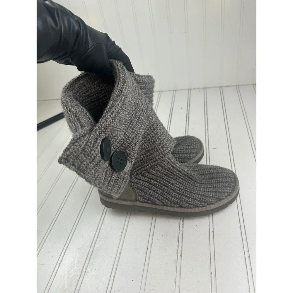 UGG Classic Cardy Gray Knit Button Tall Boots Women's Size 7